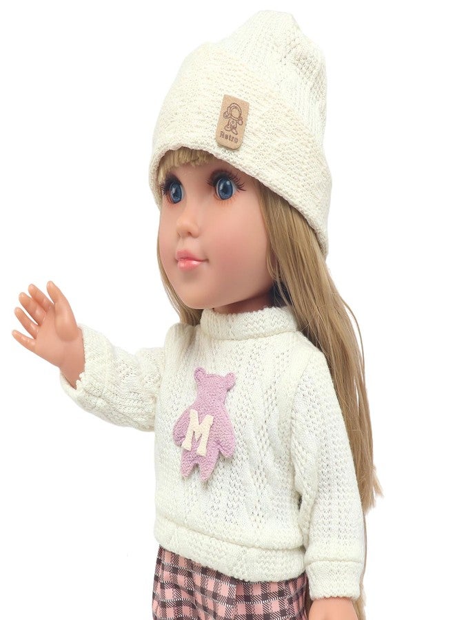 18INDC 18 Inch Girl Doll Set with 4 Accessories-Knit Top, Plaid Wide-Leg Pants, Shoes, Knit Hat-Perfect for 18 Inch Dolls, an Ideal Gift for Girls and Children (Doll Included). - Image 3